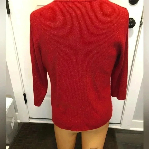 Laura Scott 3/4 sleeve shimmery red sweater 16-18W *EUC* Chest 20.5 Length 24.5 - Picture 4 of 7